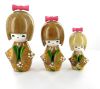 Kokeshi Chinoise  Lot de 3 Kokeshi Chinoises Marrons (14, 12 et 9 cm)
