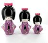 Kokeshi Chinoise  Lot de 3 Kokeshi Chinoises Violettes (14, 12 et 9 cm)