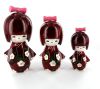 Kokeshi Chinoise  Lot de 3 Kokeshi Chinoises Bordeaux (14, 12 et 9 cm)