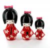 Kokeshi Chinoise  Lot de 3 Kokeshi Chinoises Rouges Modele 1 (14, 12 et 9 cm)