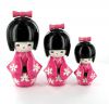 Kokeshi Chinoise  Lot de 3 Kokeshi Chinoises Roses Mod�le 1 (14, 12 et 9 cm)