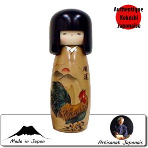 Horoscope Kokeshi Porte-bonheur - Coq - Taille M (26cm)
